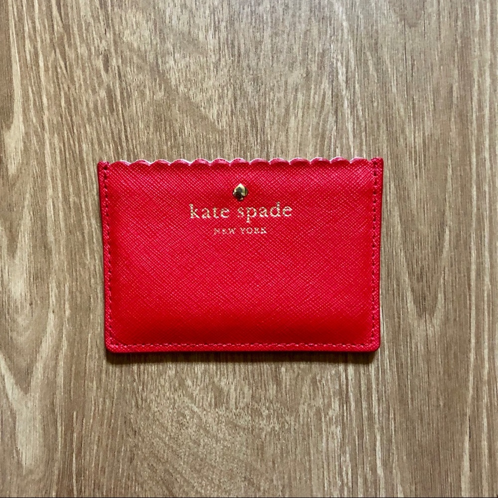 kate spade | red pink card holder